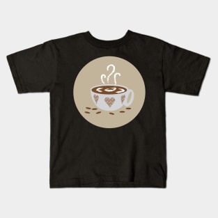 Coffee Cup with Hearts Kids T-Shirt